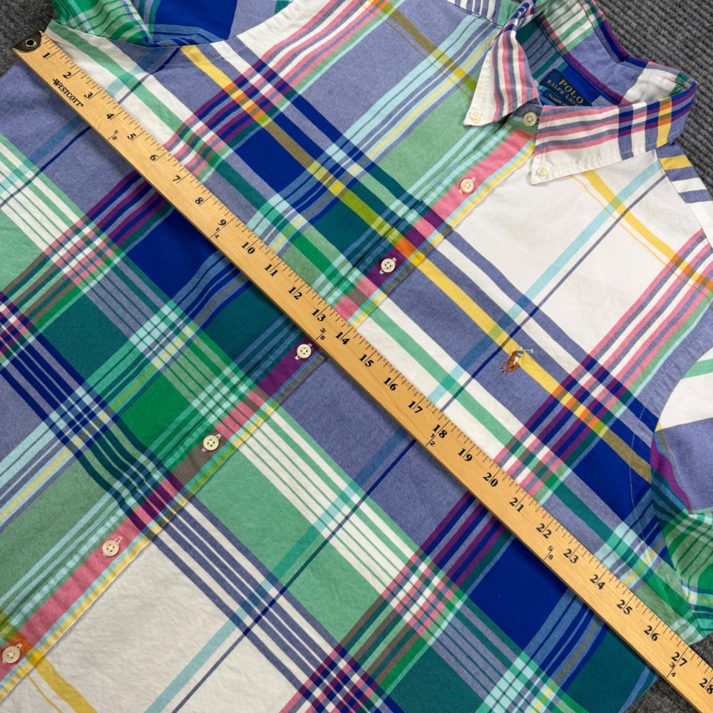 Polo Ralph Lauren Mens XXL Classic Fit Plaid Short Sleeve Button Down Shirt - Picture 9 of 12